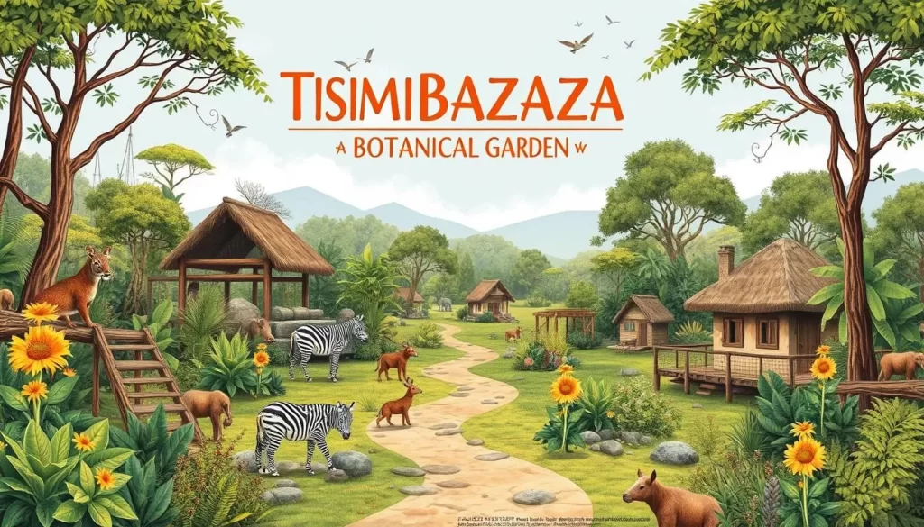 An image of Tsimbazaza Zoo and Botanical Garden, featuring native plants and animals.