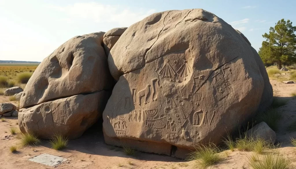 An image of Wanuskewin Heritage Park's archaeological site with ancient petroglyphs.
