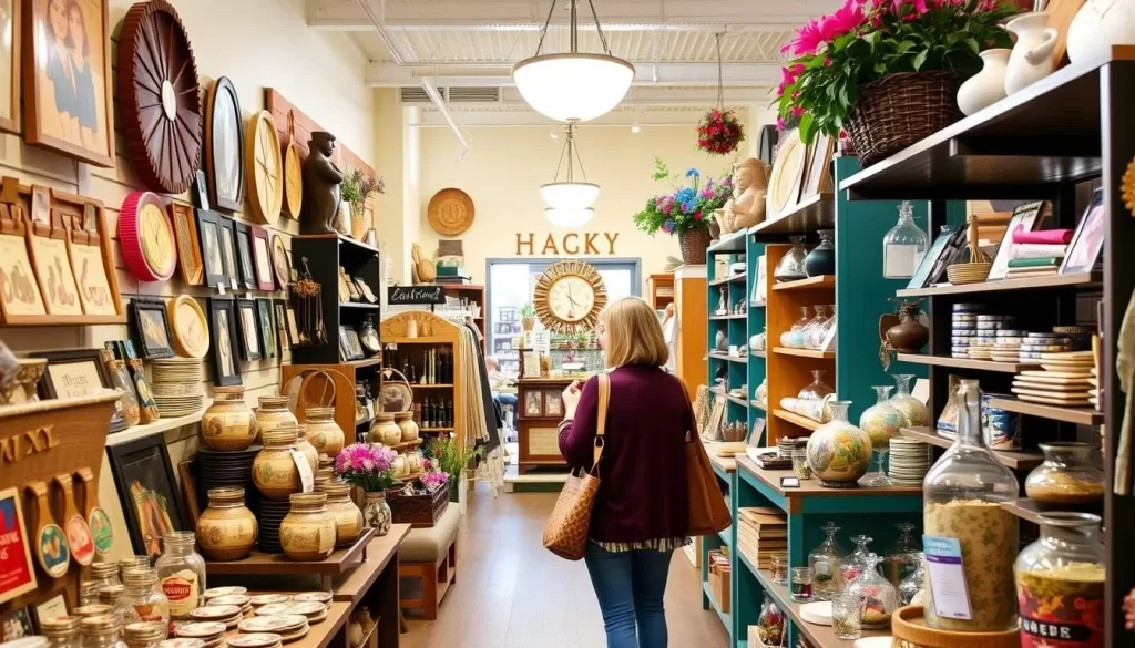 An image of a shopper browsing through local artisan items at Completely Kentucky in Frankfort.