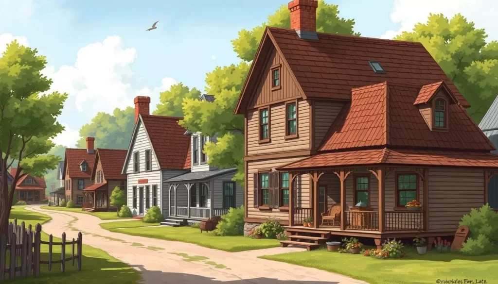 An image of the Acadian Village, featuring authentic 19th-century homes.