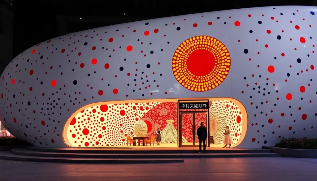 An image of the Yayoi Kusama Museum's exterior or interior showcasing her artwork