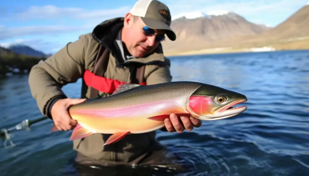 Arctic char fishing at Ekalluk River, Cambridge Bay