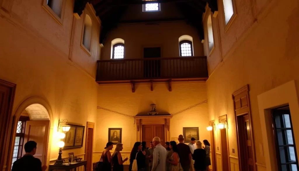 Atalaya Castle interior with guided tour group