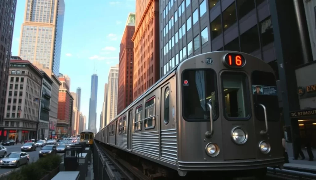 Chicago 'L' train navigating through the city