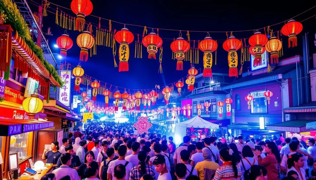 Create an image of the Fujisawa Enoshima Tenno Festival, capturing the vibrant atmosphere and traditional festivities.