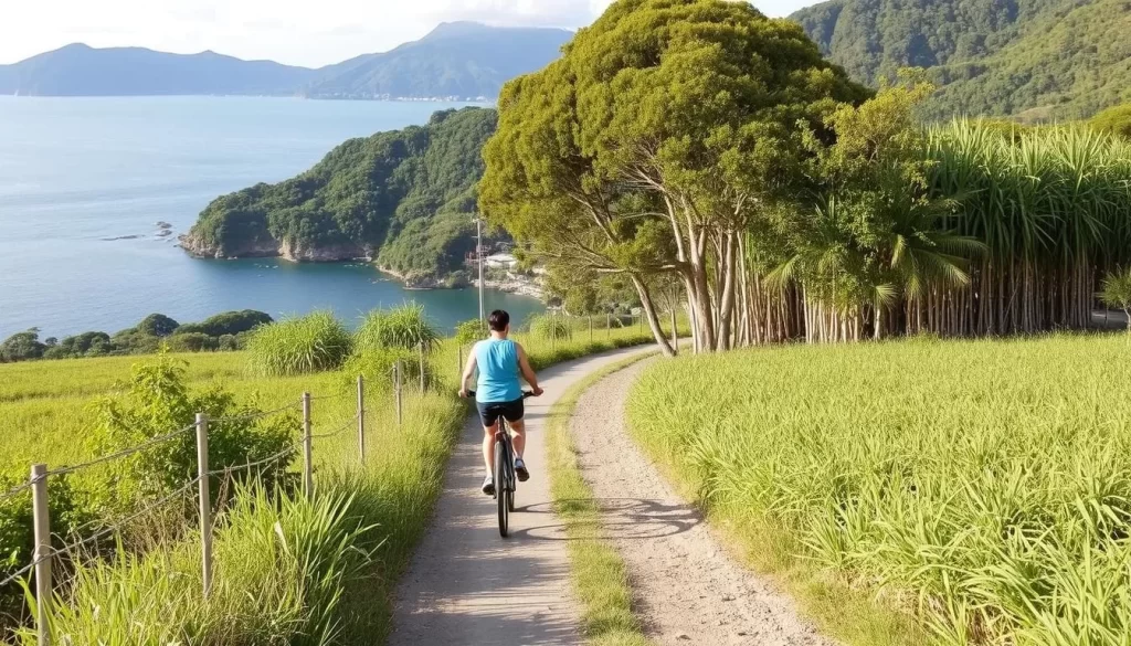 Cycling through the scenic coastal routes and sugar cane fields of Amami Ōshima