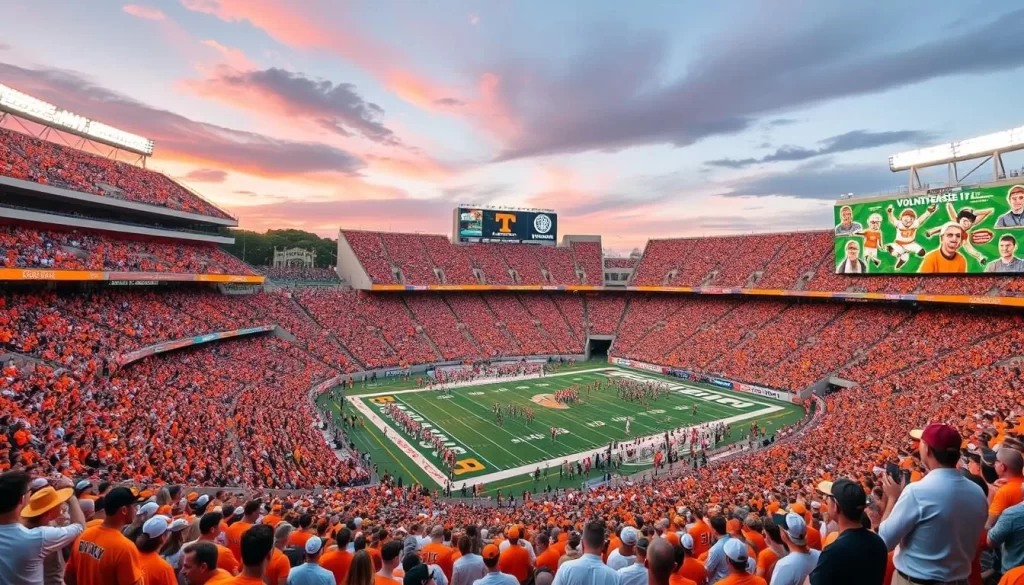 Experience the electric atmosphere of Neyland Stadium, home to the Tennessee Volunteers football team.