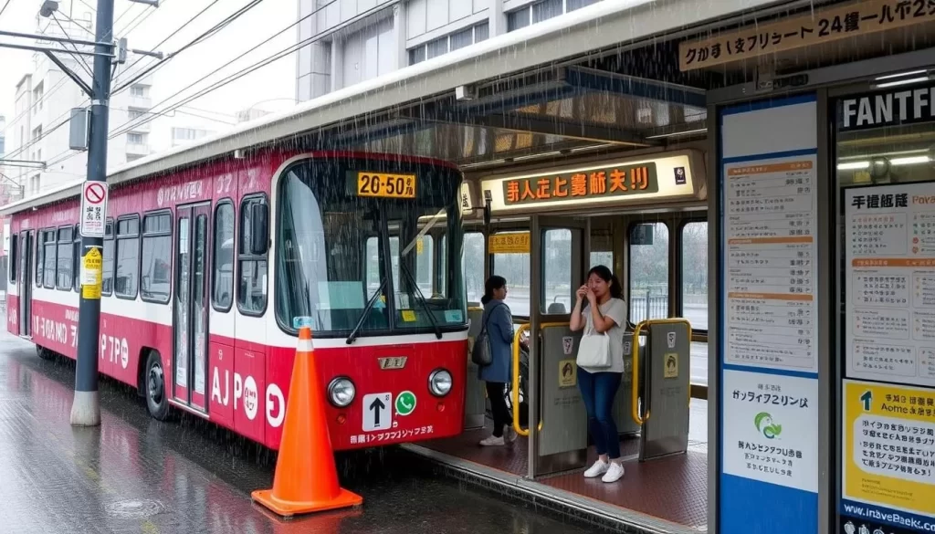 Explore Nagasaki's public transportation options during rainy weather.