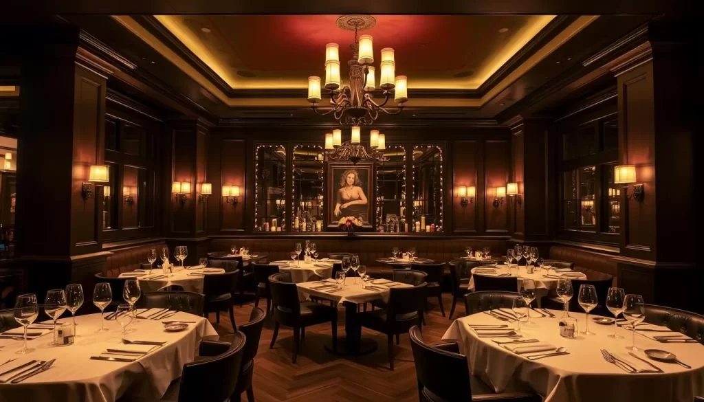 Generate an image of Beast Restaurant's candlelit dining area.