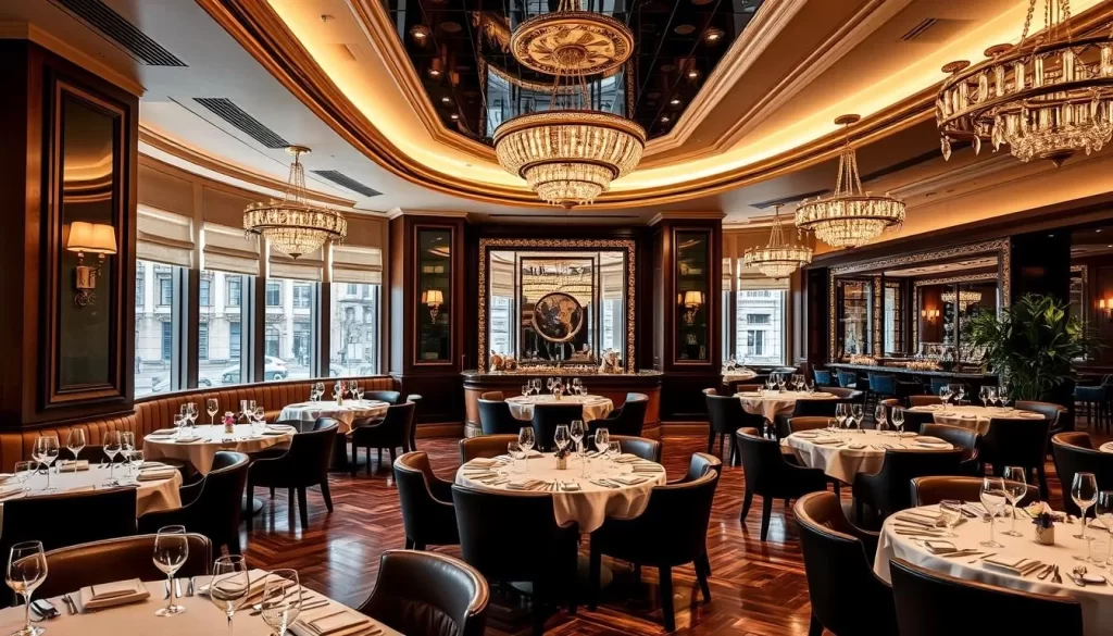 Generate an image of CUT at 45 Park Lane's luxurious dining area.