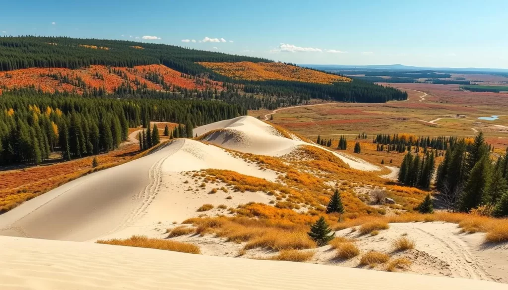 Generate an image of Cedar Dunes Provincial Park, featuring its picturesque dunes and scenic hiking trails.