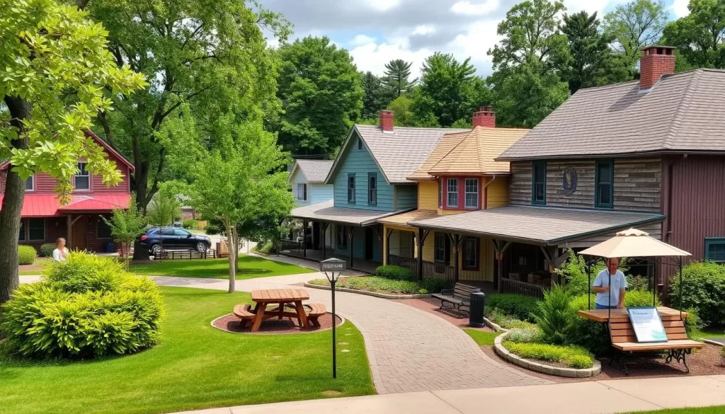 Generate an image of Doc's Town Heritage Village, showcasing its historic buildings and interactive exhibits.
