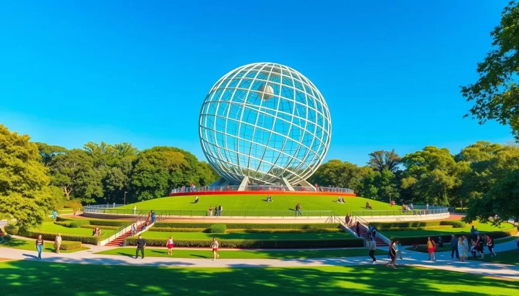 Generate an image of Flushing Meadows Corona Park featuring the Unisphere