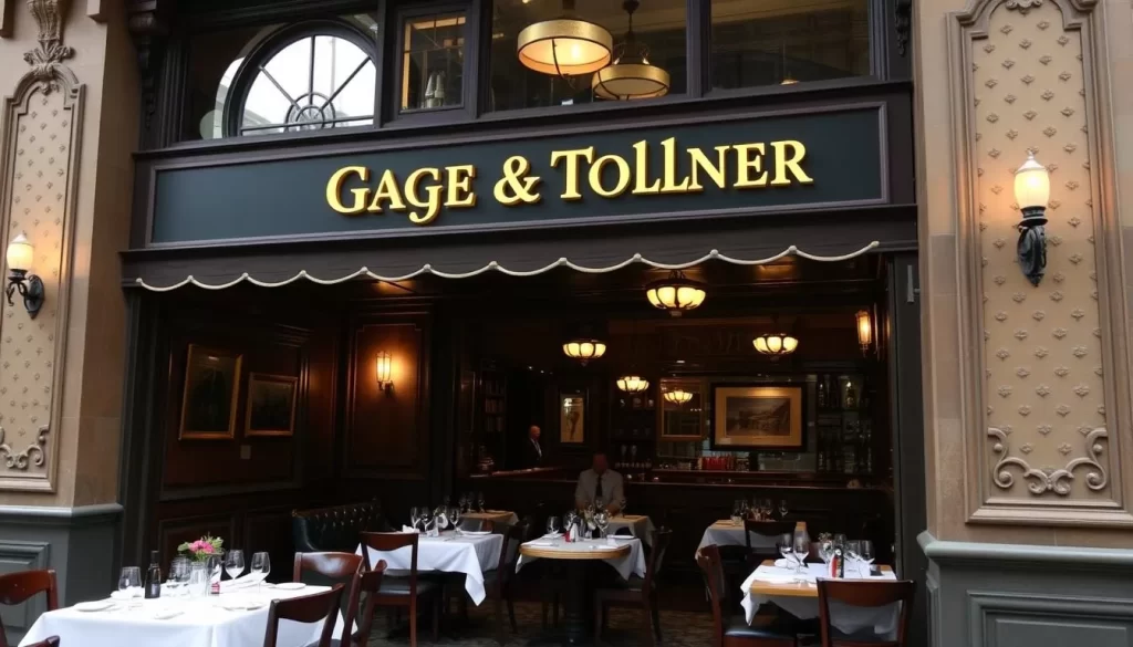 Generate an image of Gage & Tollner Brooklyn, showcasing its historic ambiance and upscale dining experience.