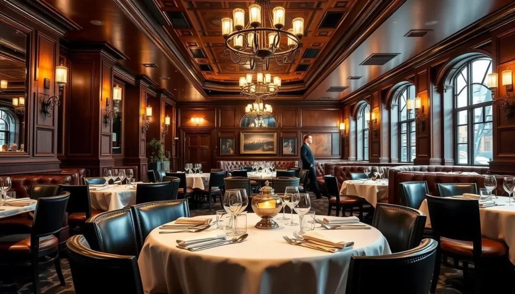 Generate an image of Gallaghers Steakhouse's dining area in New York.