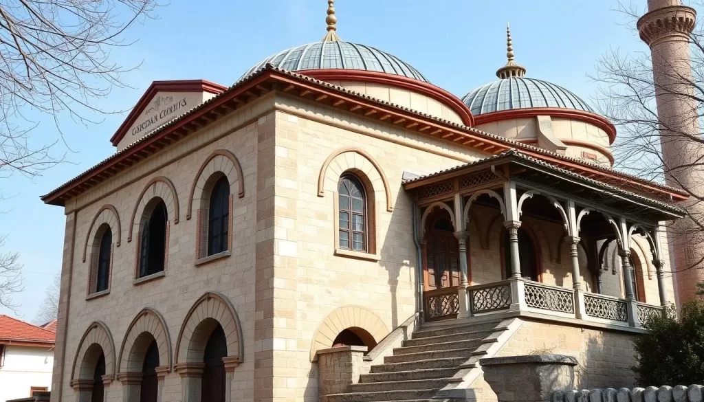 Generate an image of Gospodar Vasin Konak, showcasing its unique Ottoman architectural style and historical significance.