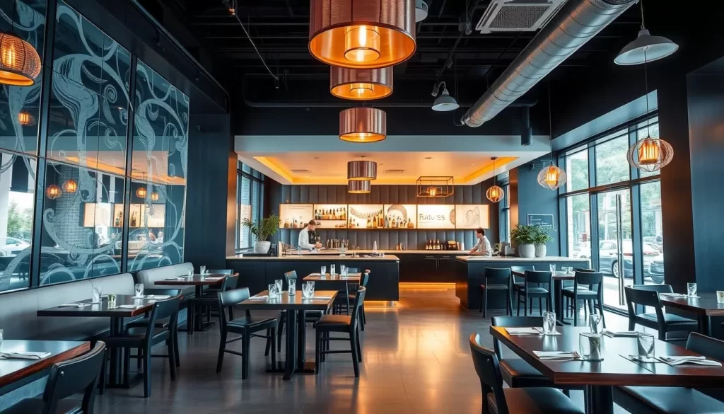 Generate an image of HaiSous restaurant's interior, showcasing its modern and sleek decor.