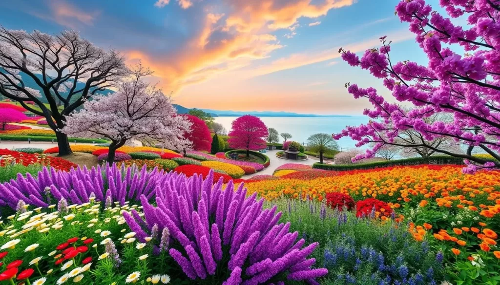 Generate an image of Hitachi Seaside Park during its vibrant flower season.