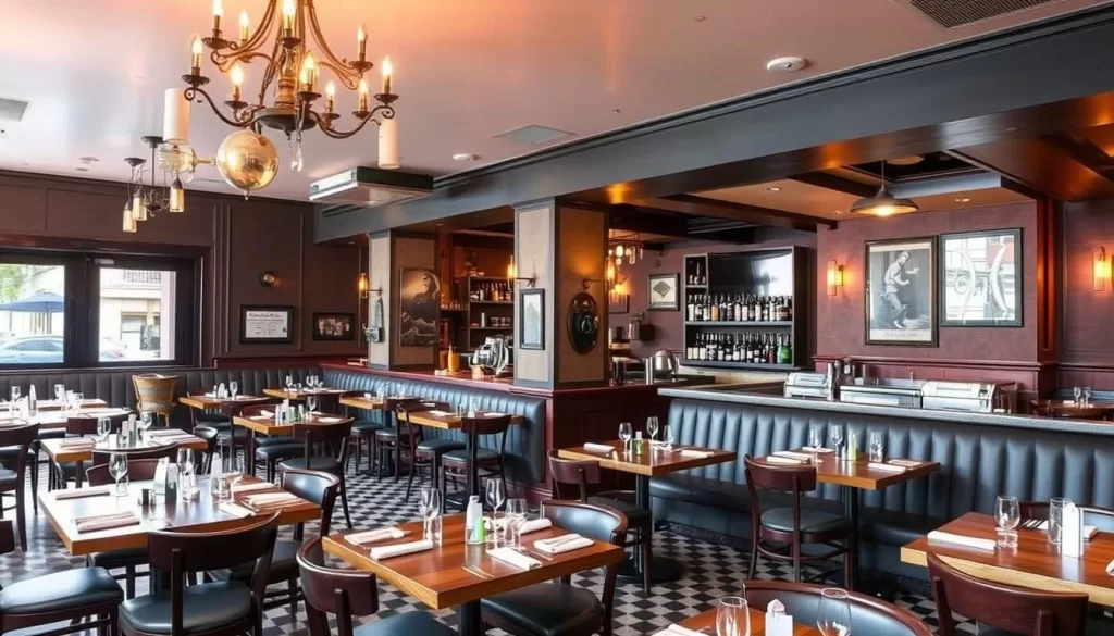 Generate an image of Horses Restaurant in Hollywood, highlighting its historic decor and contemporary flair.