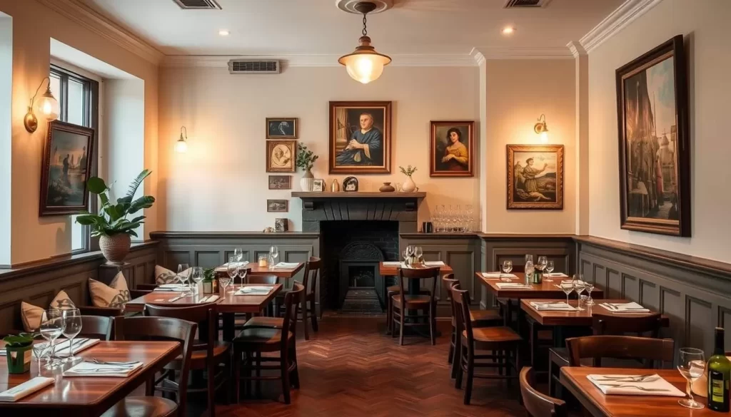 Generate an image of I Sodi, a cozy Italian restaurant in the West Village, with a warm ambiance and traditional Italian decor.