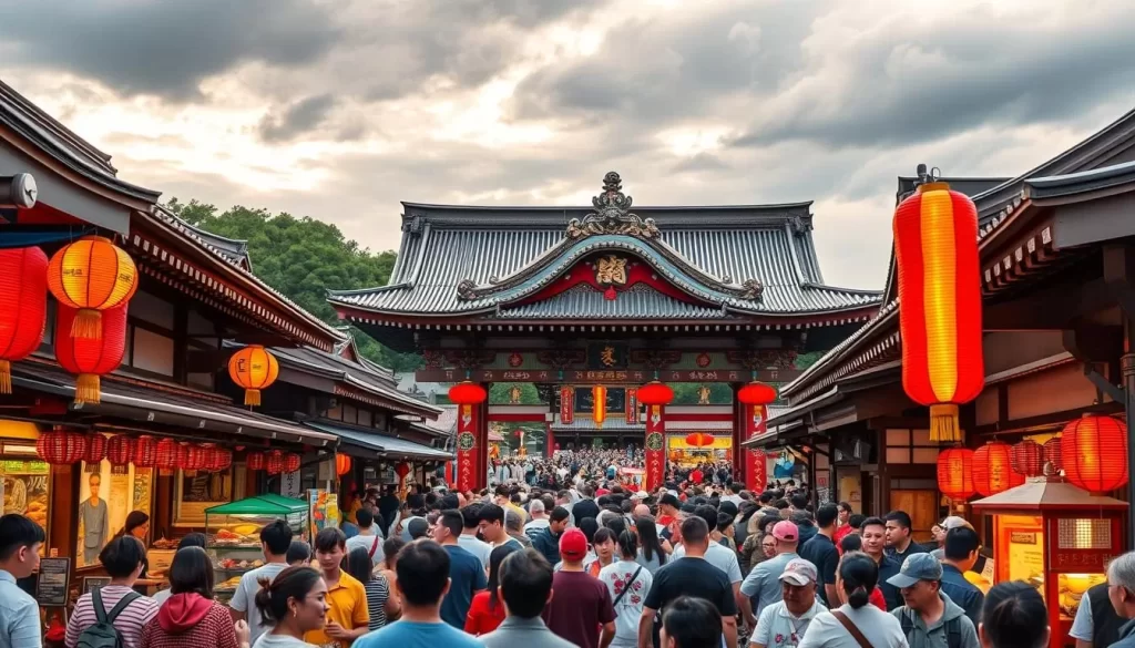 Generate an image of Izumo Taisha shrine during one of its annual festivals.