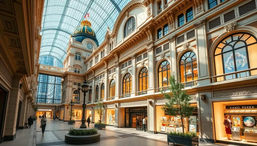 Generate an image of KITTE Marunouchi Complex, a sophisticated shopping destination housed in the former Tokyo Central Post Office building near Tokyo Station's Marunouchi South Exit.