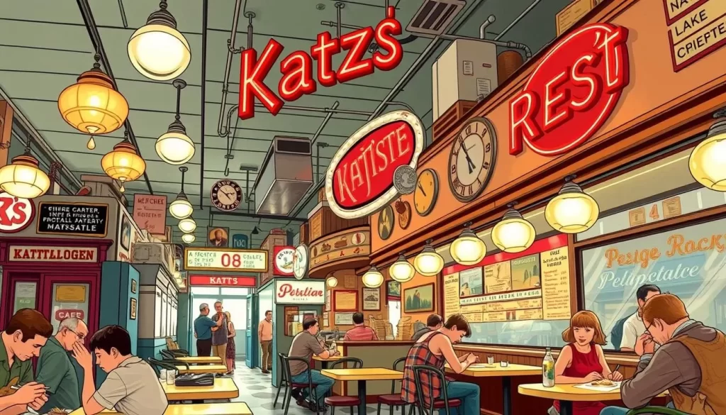 Generate an image of Katz's Delicatessen interior.