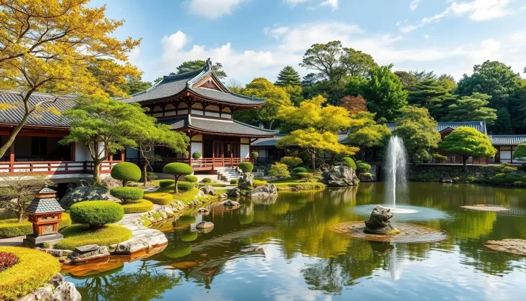 Generate an image of Kitabatake Samurai Gardens, highlighting its serene beauty and historical importance.
