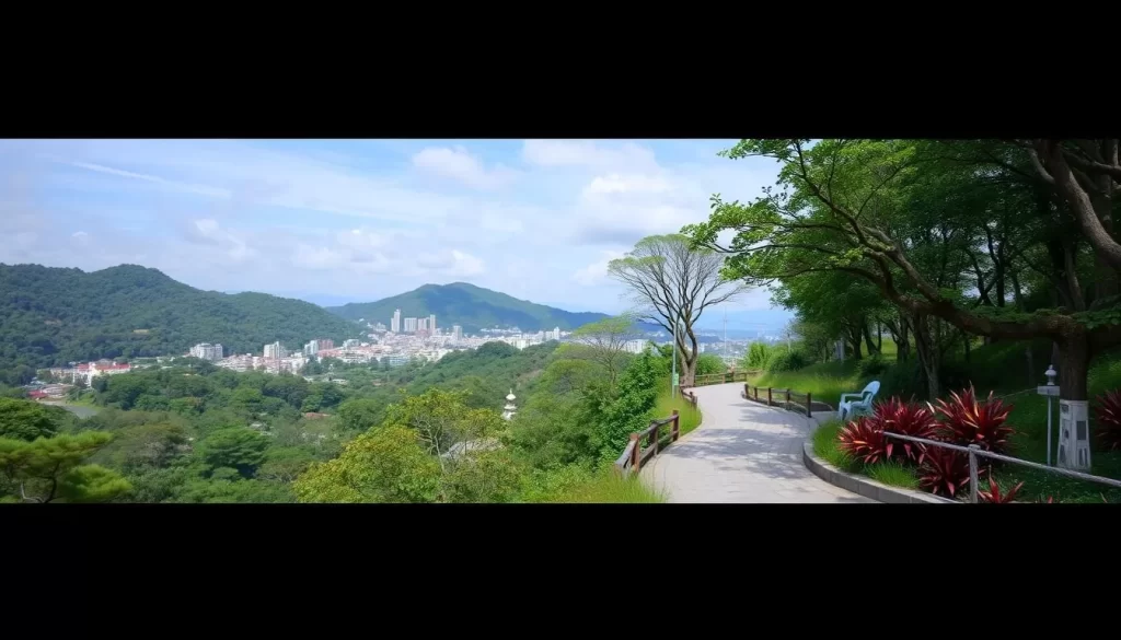 Generate an image of Kitanomaru Park with its walking paths and greenery