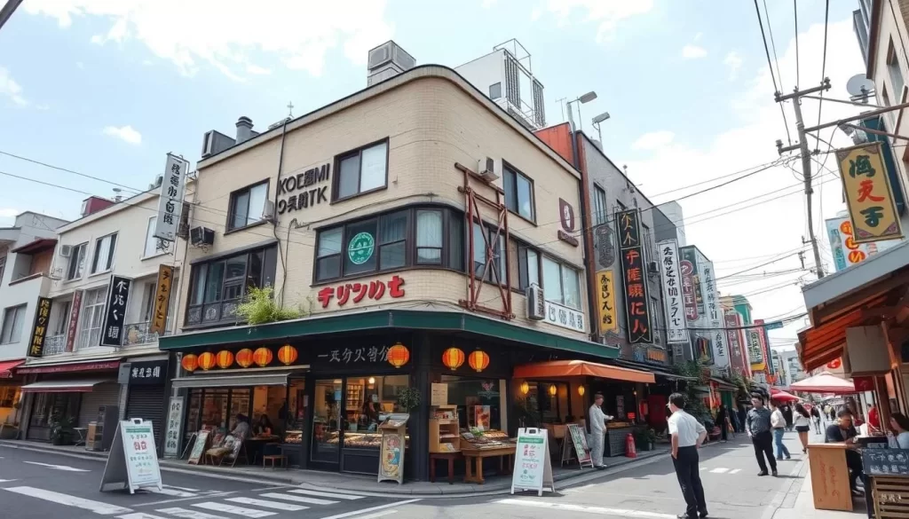 Generate an image of Koenji Junjo Shopping Street, highlighting its unique blend of shops and eateries.