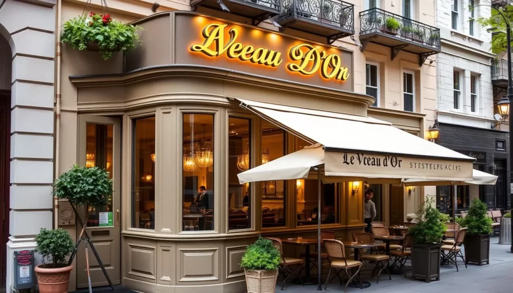 Generate an image of Le Veau d'Or, an elegant French bistro on the Upper East Side.
