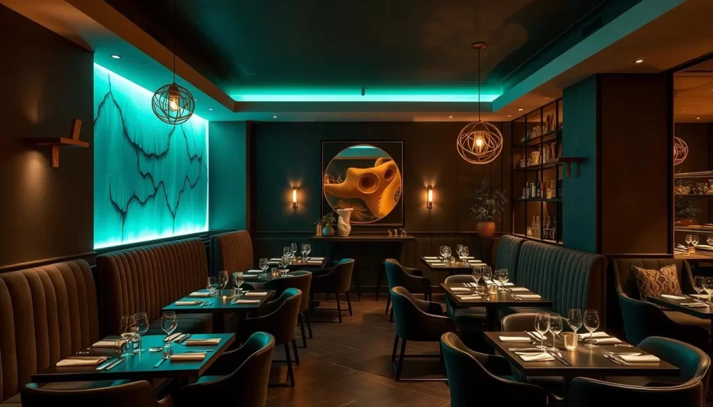 Generate an image of Luca in Clerkenwell, highlighting its modern and elegant dining room.