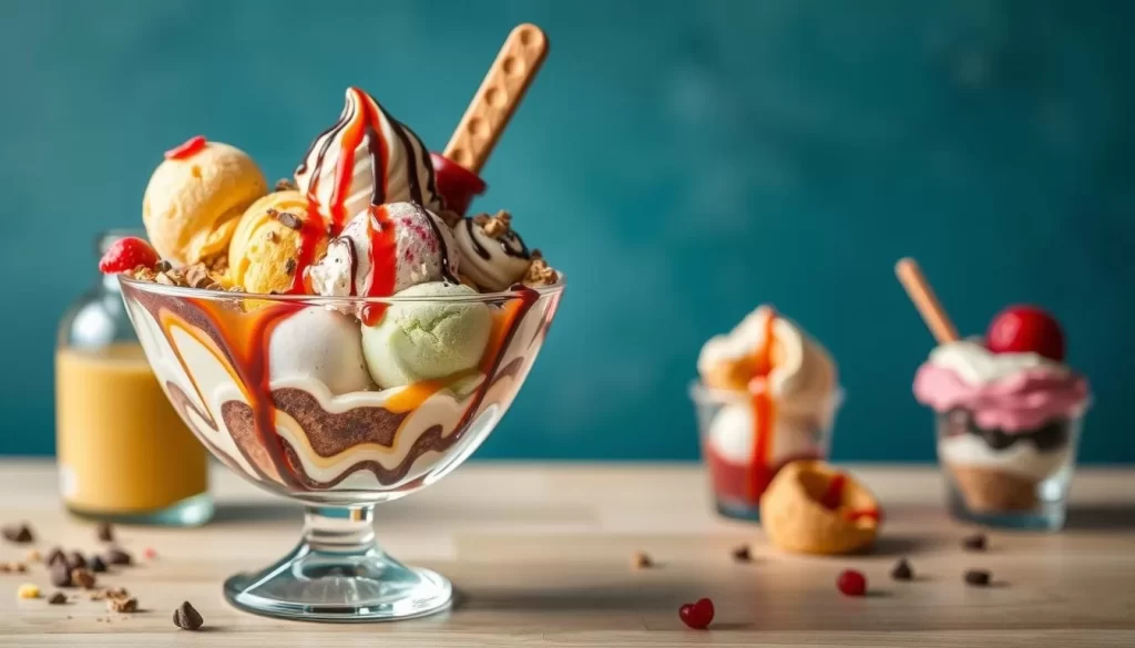 Generate an image of Maple & Ash's customizable sundae