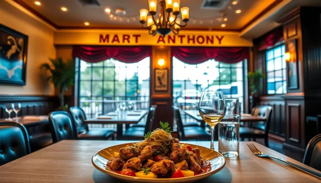 Generate an image of Mart Anthony's cozy dining area or a signature dish.