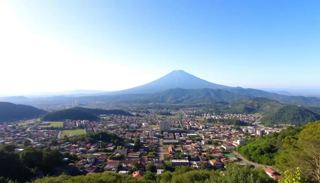 Generate an image of Mount Kigali with a panoramic view of the city.