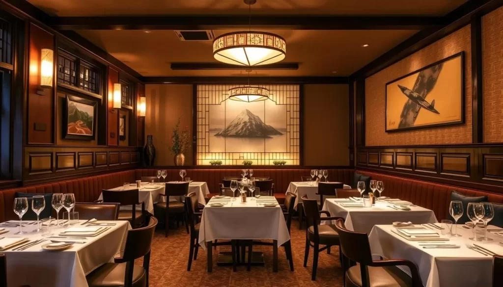 Generate an image of Nakaji's intimate dining area.