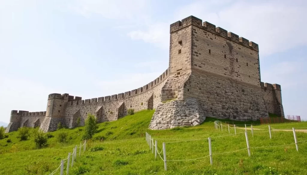 Generate an image of Nis Fortress, Serbia, showcasing its ancient walls and historical significance.