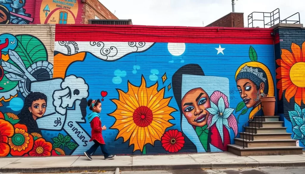 Generate an image of Pilsen neighborhood murals