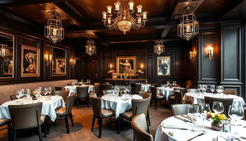 Generate an image of Restaurant St Barts' elegant dining area in Smithfield, London.