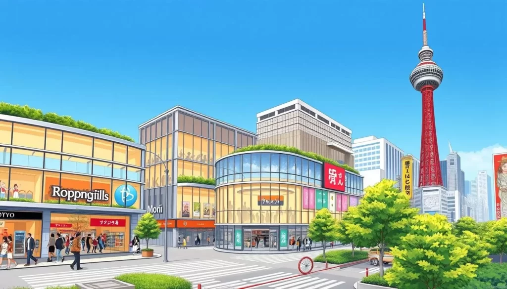 Generate an image of Roppongi Hills shopping mall