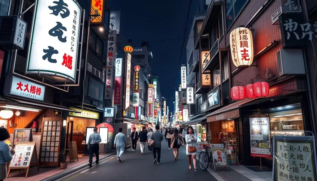 Generate an image of Sangenjaya's vibrant streets, capturing its unique blend of traditional and modern Tokyo.