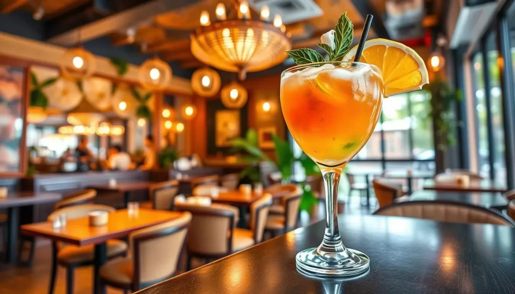 Generate an image of Sappe Thai restaurant's interior or a popular cocktail