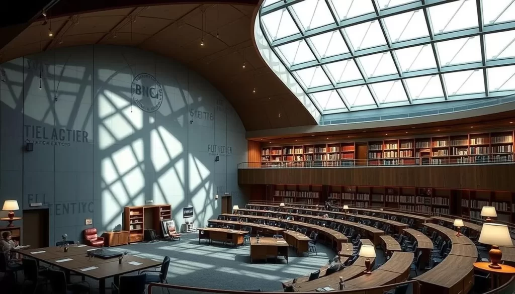Generate an image of Sketch's Lecture Room and Library's unique interior.
