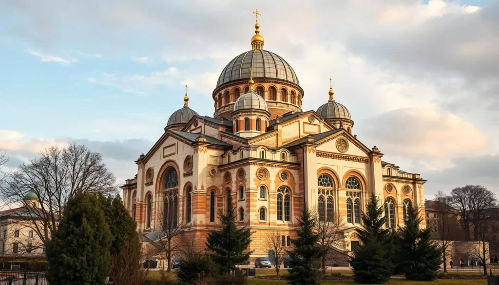 Generate an image of St. Sophia Cathedral in Kyiv, Ukraine, showcasing its Byzantine architecture and historical significance.