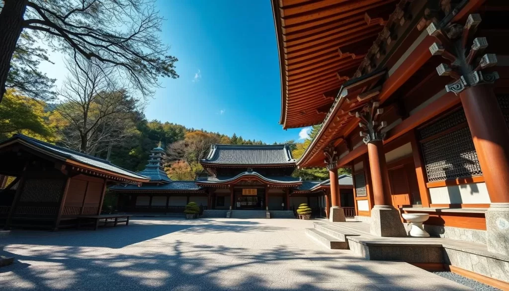 Generate an image of Takeda Shrine in Kōfu, Japan, showcasing its serene surroundings and historical architecture.