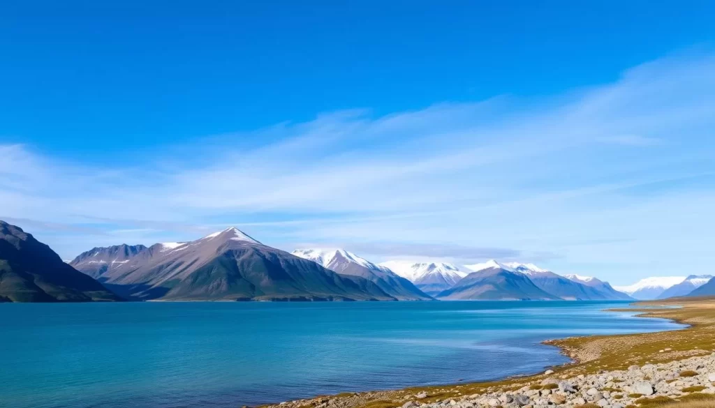 Generate an image of Tanquary Fiord in Quttinirpaaq National Park, showcasing its scenic landscapes and serene Arctic environment.
