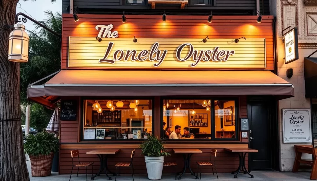 Generate an image of The Lonely Oyster's exterior in Echo Park, showcasing its inviting atmosphere.