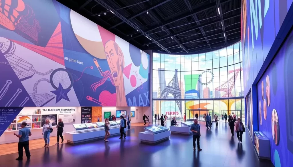Generate an image of The MAX building with interactive exhibits.