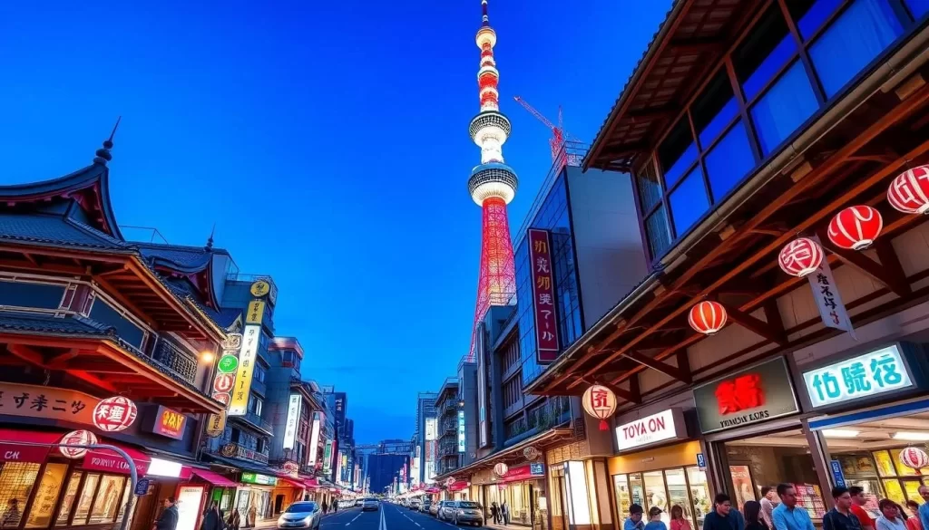 Generate an image of Tokyo Solamachi with Tokyo Skytree in the background