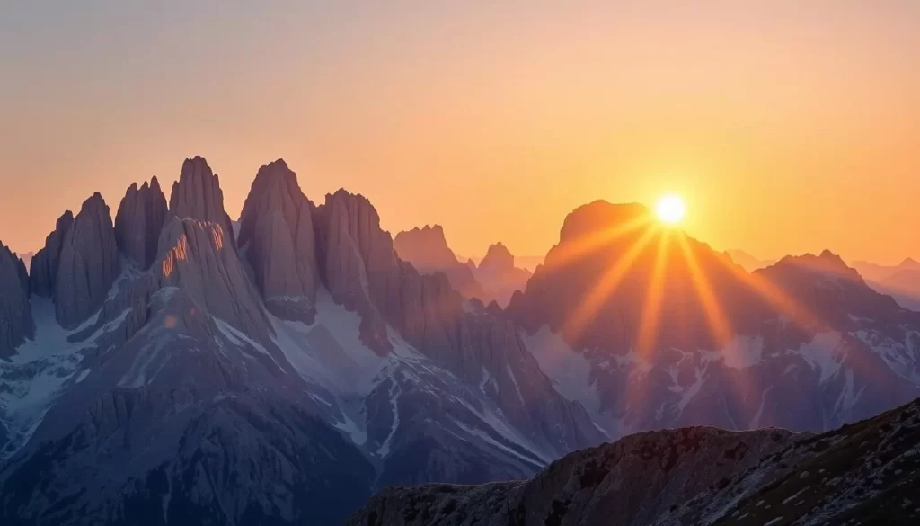 Generate an image of Tombstone Territorial Park's jagged mountain peaks at sunrise.
